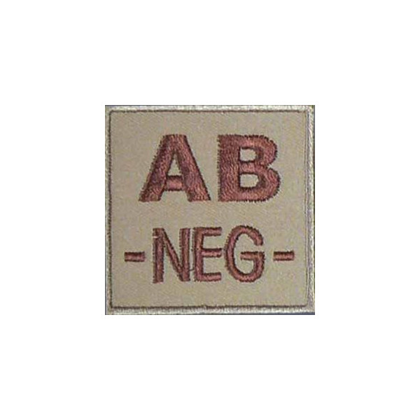 Groupe sanguin AB négatif brodé sur tissu tan