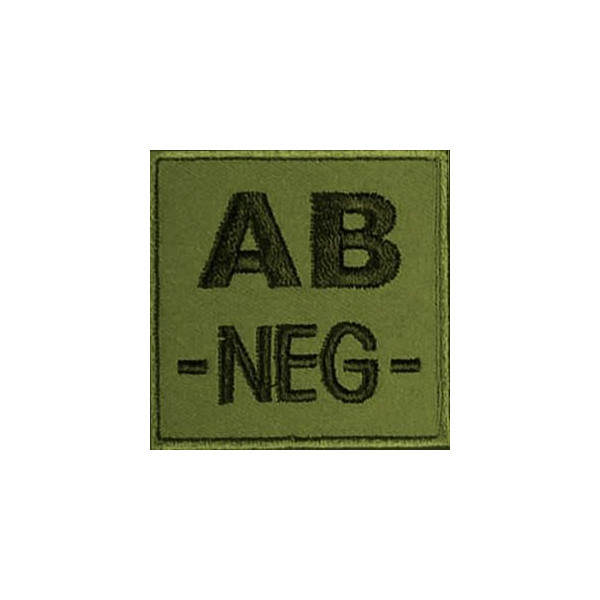 Groupe sanguin AB négatif brodé sur tissu vert OD