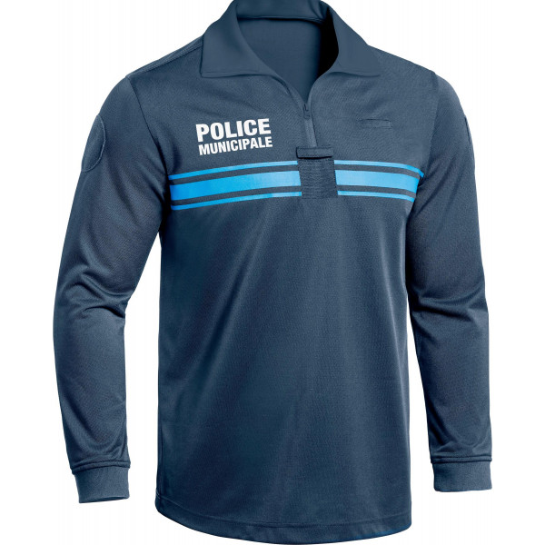 Polo Police Municipale P.M. ONE manches longues bleu