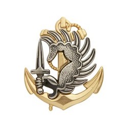 Insigne de béret argenté/doré Troupes Aéroportées de Marine