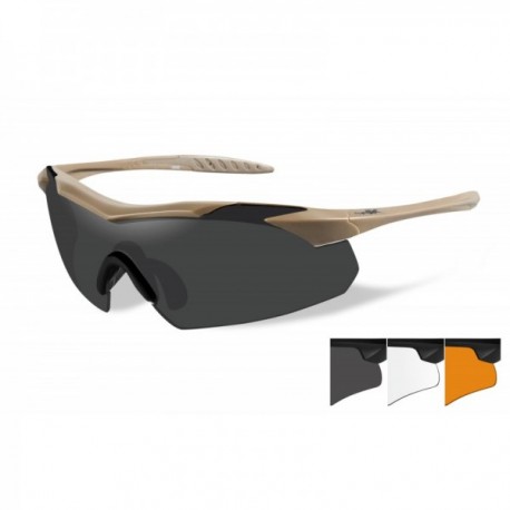 Lunettes de protection balistiques Vapor tan écrans fumé/incolore/orange Lunettes de protection balistiques Vapor tan écrans fumé/incolore/orange