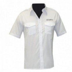 Chemise pilote blanche manches courtes brodee securite