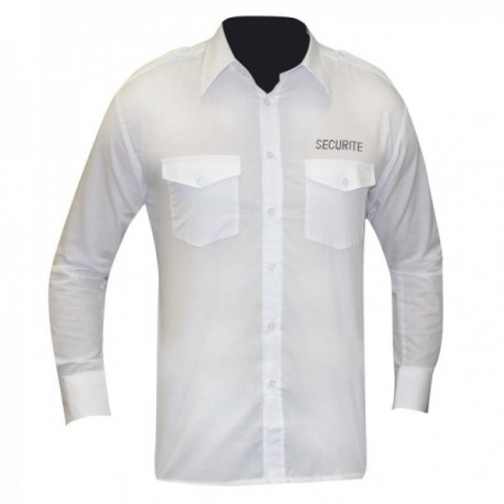 Chemise pilote blanche manches longues brodee securite